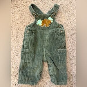Vintage green corduroy baby overalls size 6-9 months